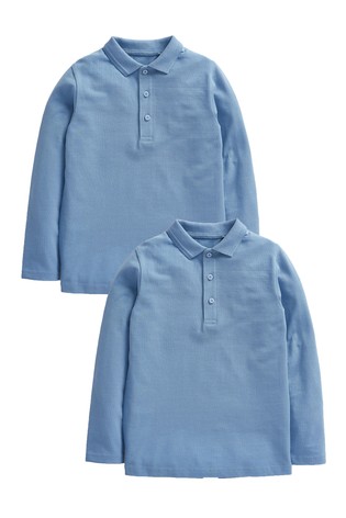2 Pack Long Sleeve School Polo Shirts (3-16yrs)