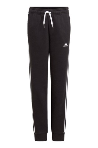 adidas Black 3 Stripe Fleece Joggers