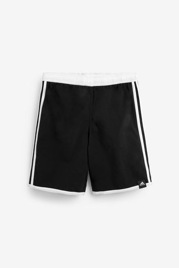 adidas Black/White 3 Stripe Swim Shorts