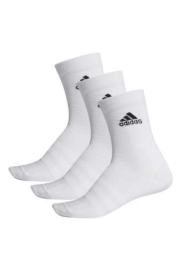 adidas Kids White Lightweight Crew Socks Three Pack