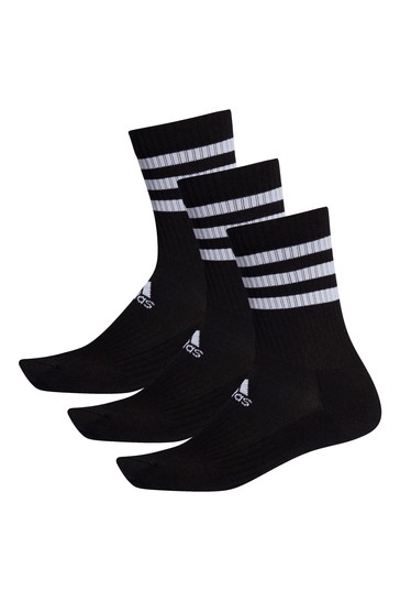 adidas Kids Black 3 Stripe Crew Socks Three Pack