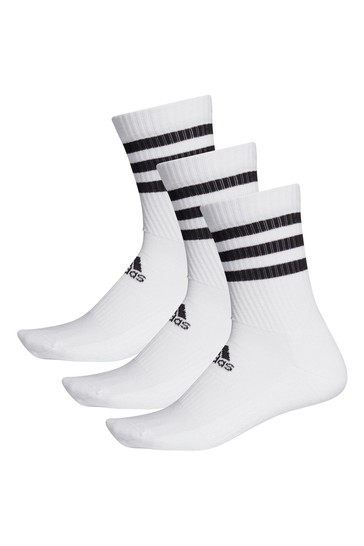 adidas Kids White 3 Stripe Crew Socks Three Pack