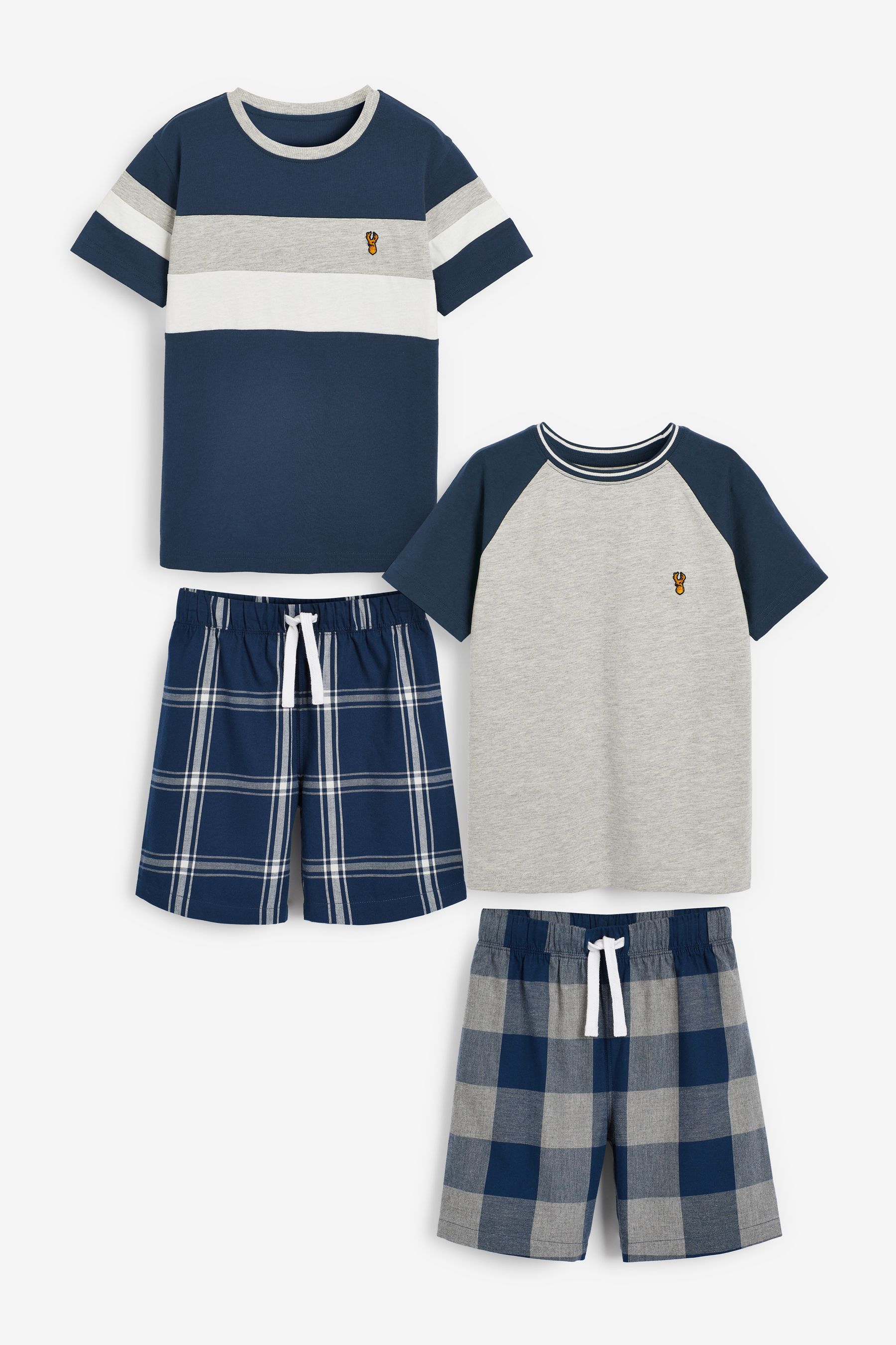 2 Pack Check Short Pyjamas (3-16yrs)