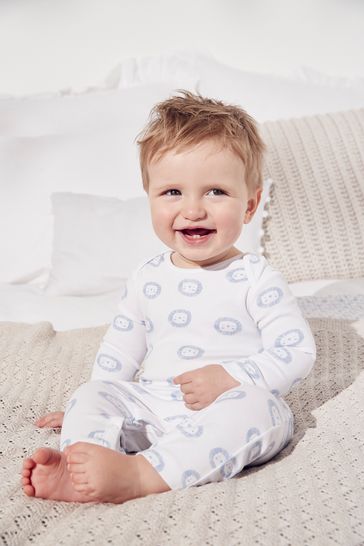 The White Company White Lion Print Sleepsuit