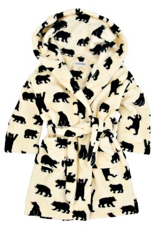 Hatley Black Bears on Natural Kids Fleece Dressing Gown