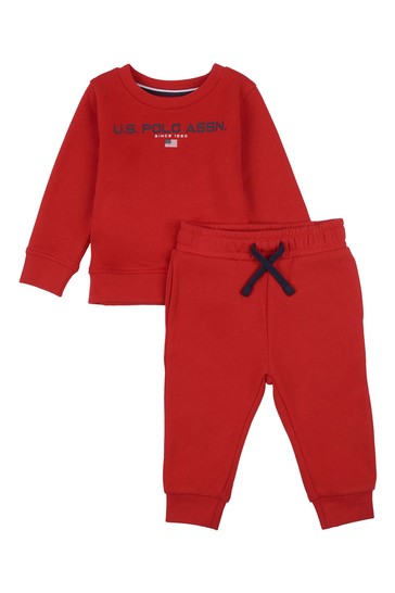 U.S. Polo Assn. Red Sport Crew And Joggers Set