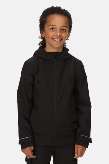 Regatta Junior Black Pulton Waterproof Jacket