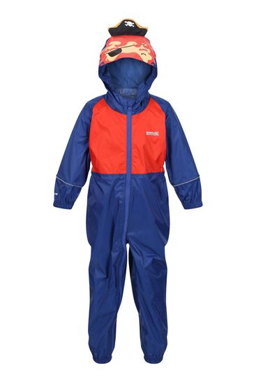 Regatta Blue Charco Waterproof Animal Hooded Suit