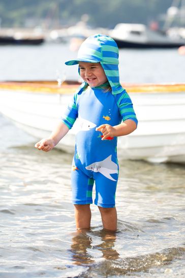 بدلة Frugi Blue Shark UPF 50+ Recycled Little Sunsafe