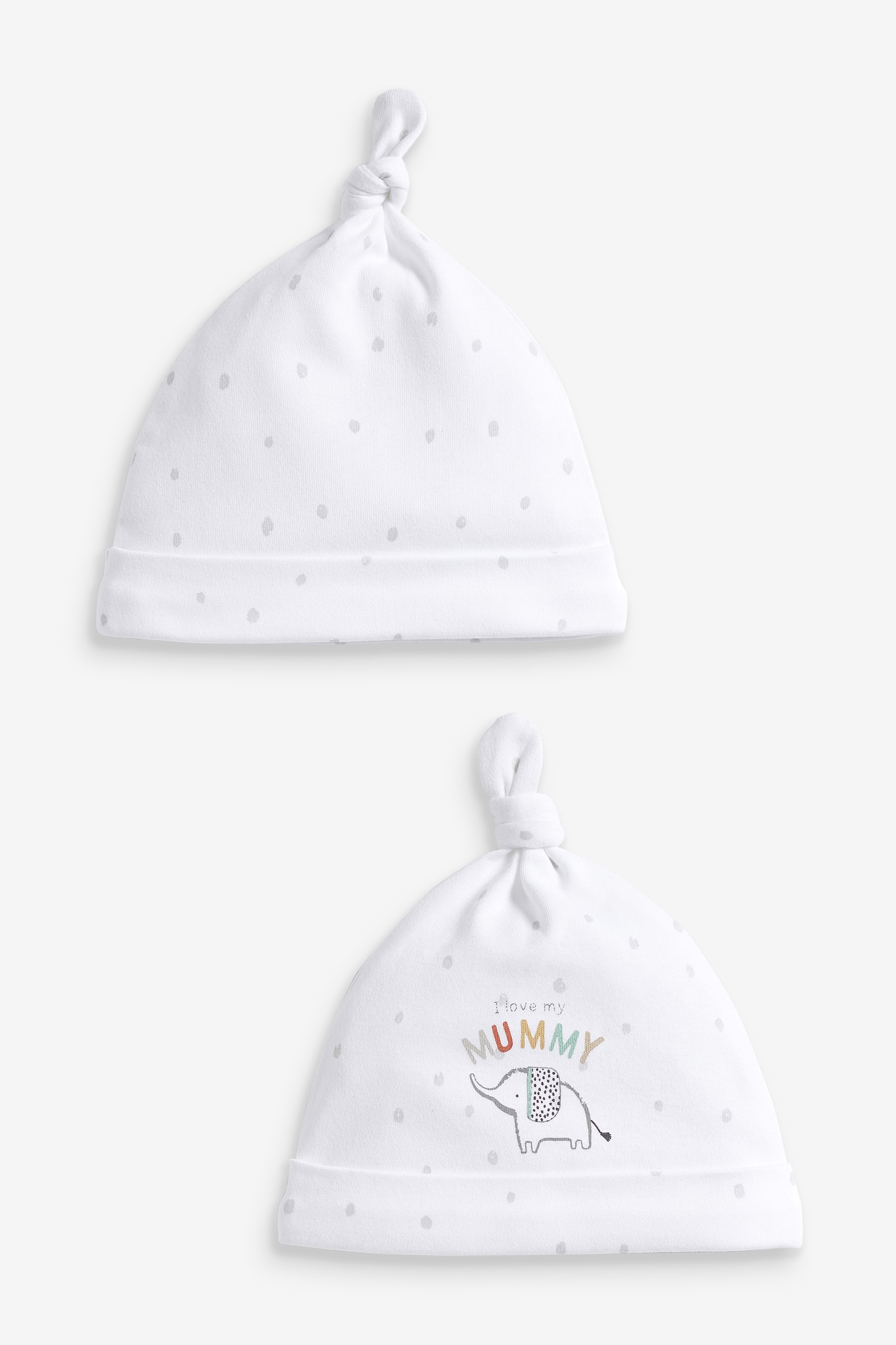 2 Pack Tie Top Baby Hats (0-6mths)