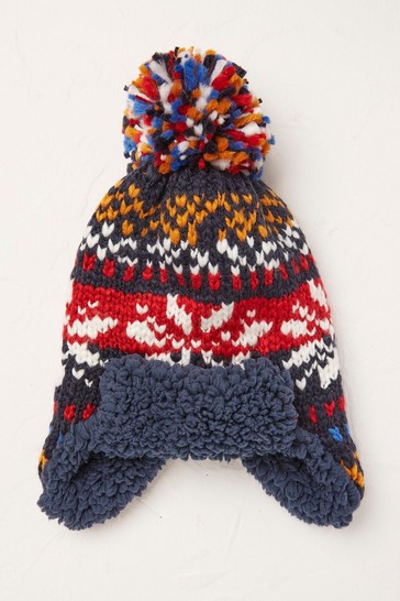 FatFace Blue Fairisle Trapper Hat