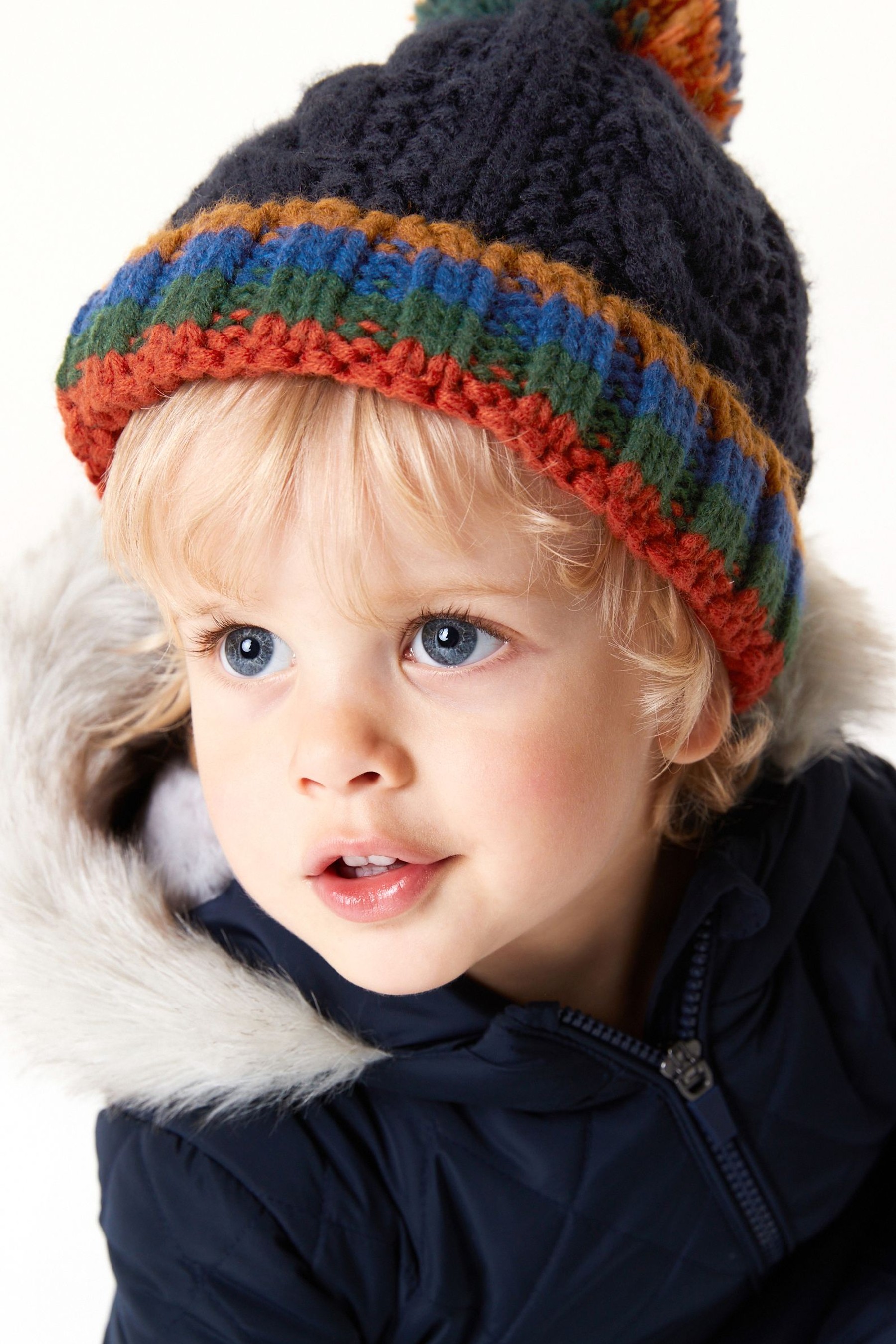 Cable Pom Pom Beanie Hat (3mths-10yrs)