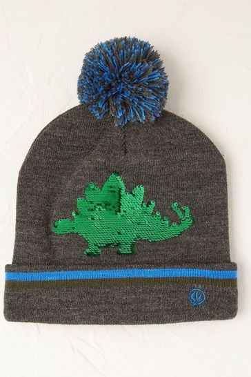 FatFace Grey Dino Beanie