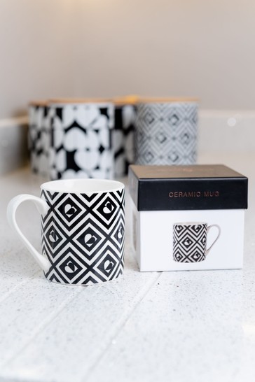 Beau And Elliot Monochrome Tile Mug