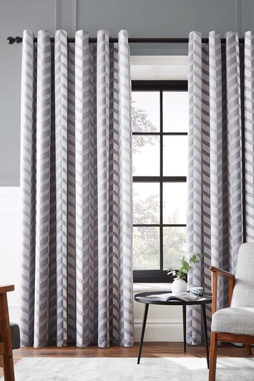 Hyperion Evander Geo Velour Digital Print Eyelet Curtains