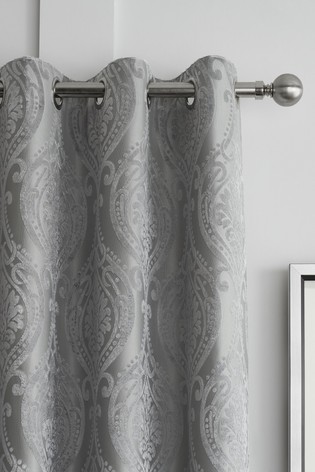 Curtina Chateau Textured Chenille Damask Lined Eyelet Curtains