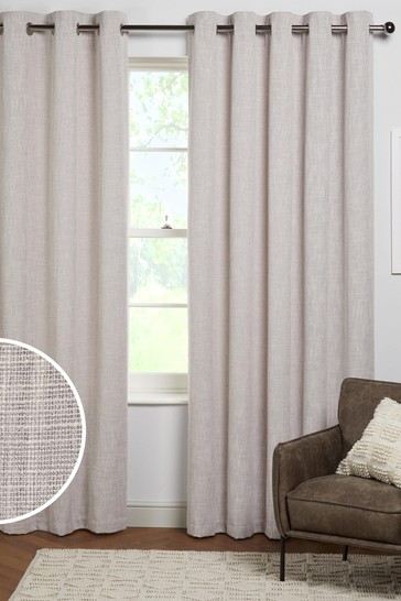 Fine Bouclé Eyelet Lined Curtains