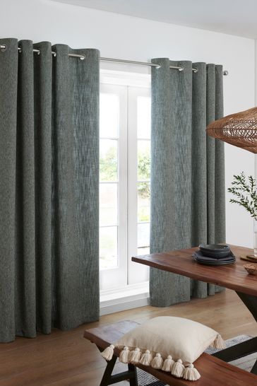 Fine Bouclé Eyelet Lined Curtains