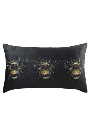 Evans Lichfield Gold Bee Velvet Polyester Filled Cushion