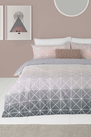 furn. Spectrum Geometric Line Reversible Duvet Cover and Pillowcase Set