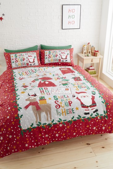 Bedlam Santa Stop Here Duvet Cover and Pillowcase Set