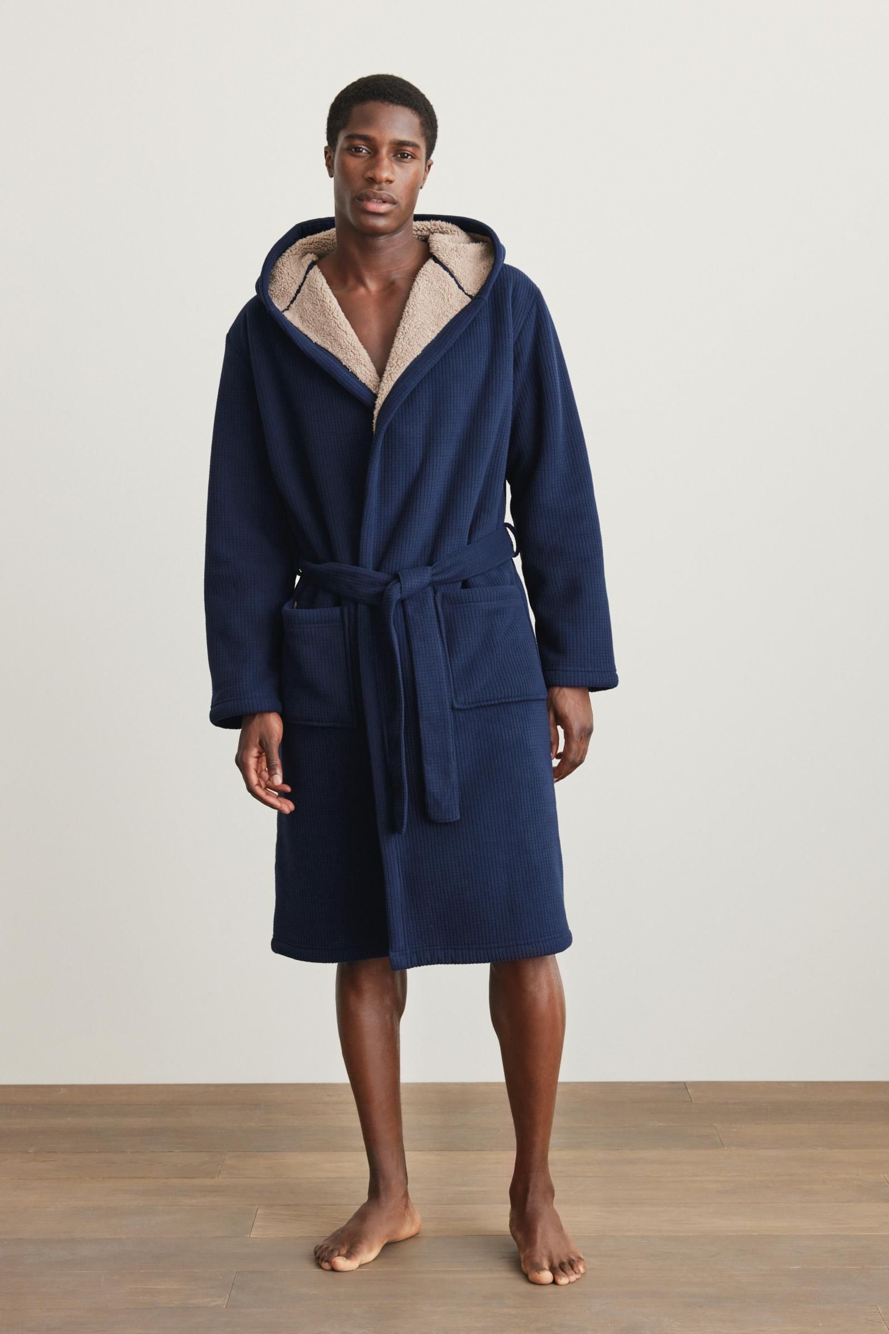 Borg Lined Hooded Dressing Gown