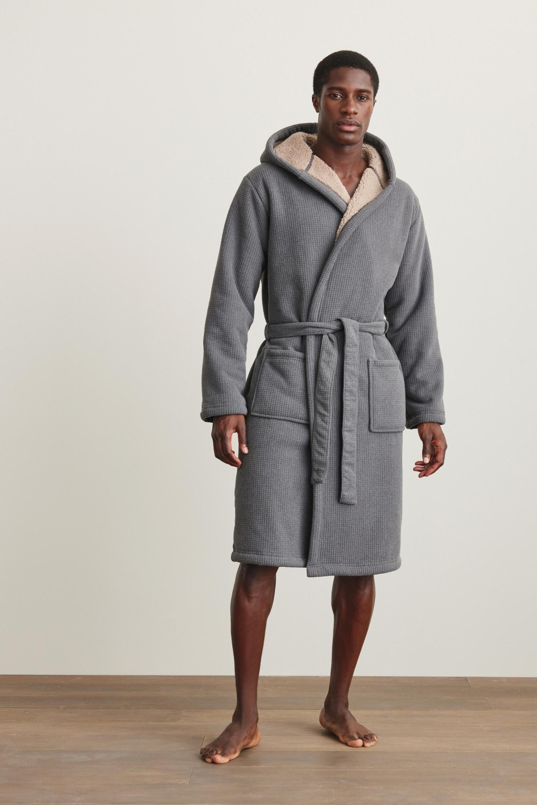 Borg Lined Hooded Dressing Gown