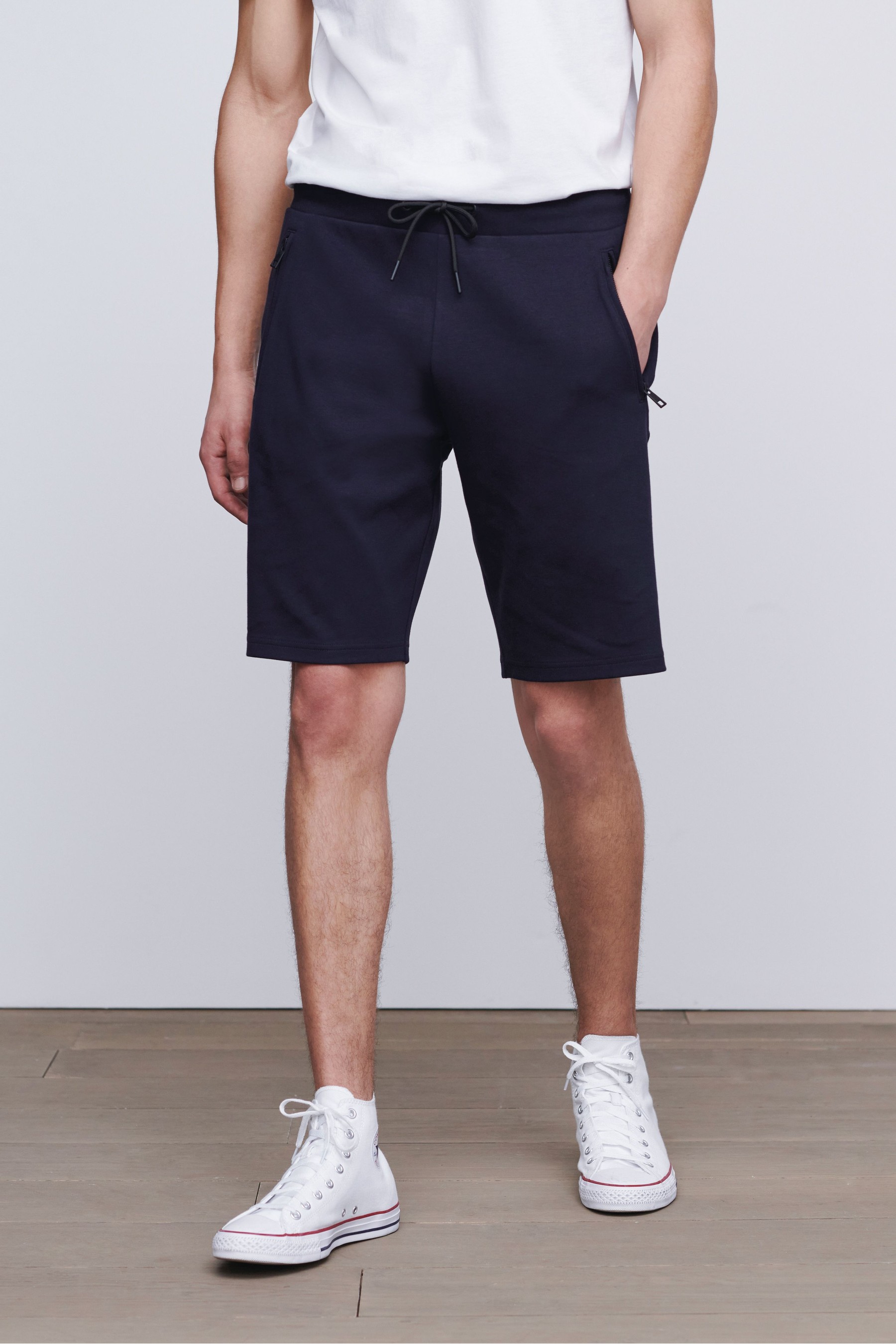 Zip Pocket Jersey Shorts Straight Fit