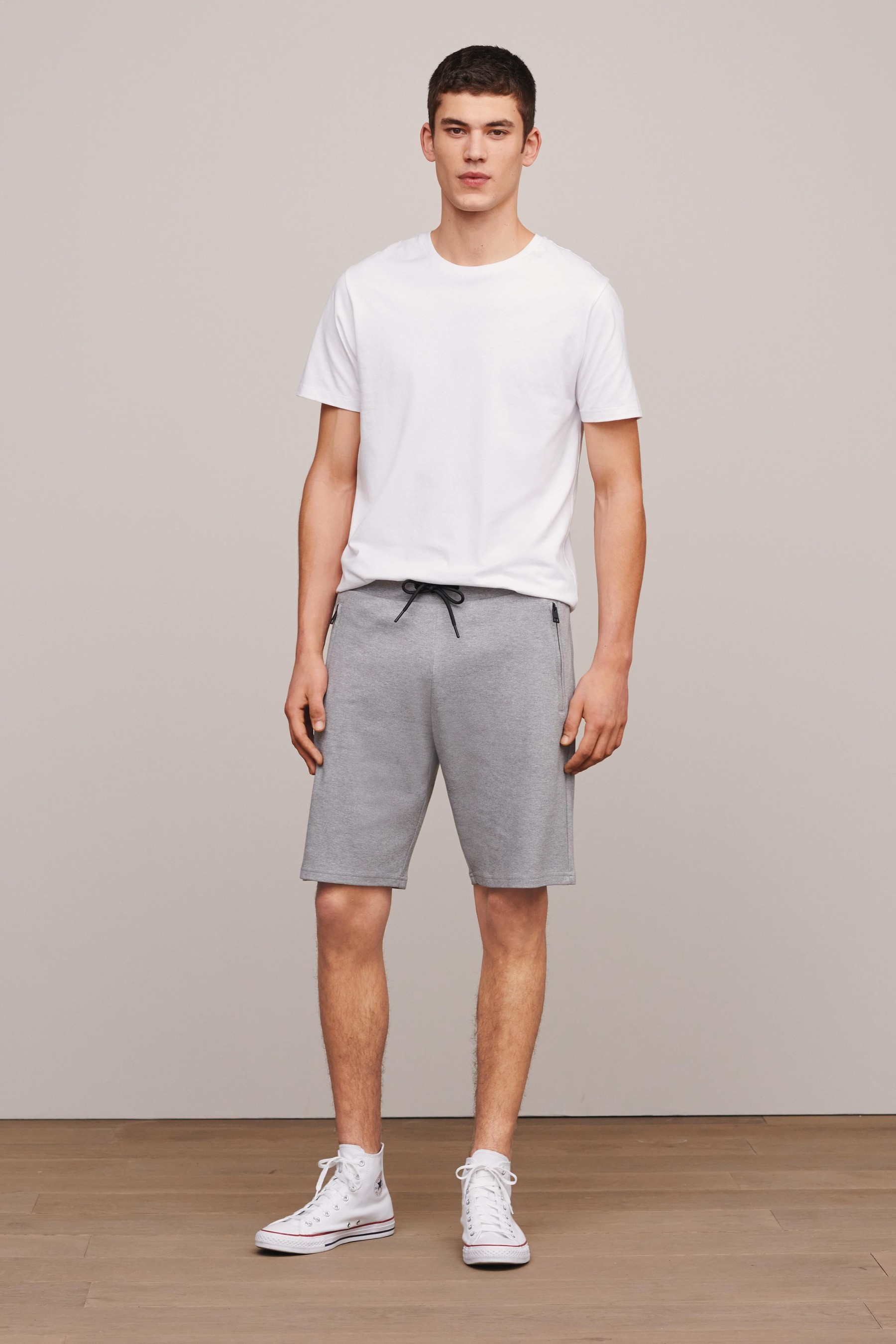 Zip Pocket Jersey Shorts Straight Fit