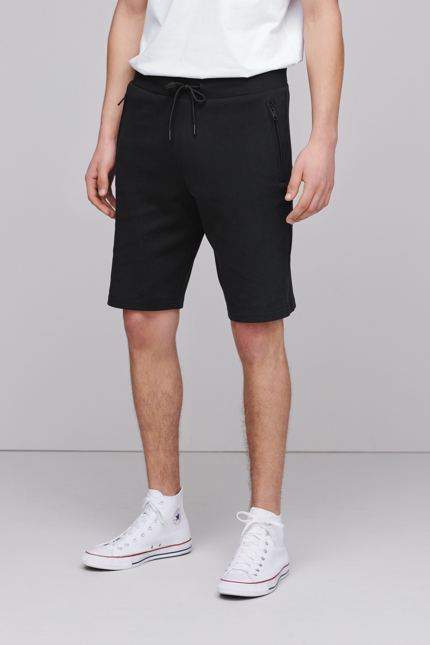 Zip Pocket Jersey Shorts Straight Fit