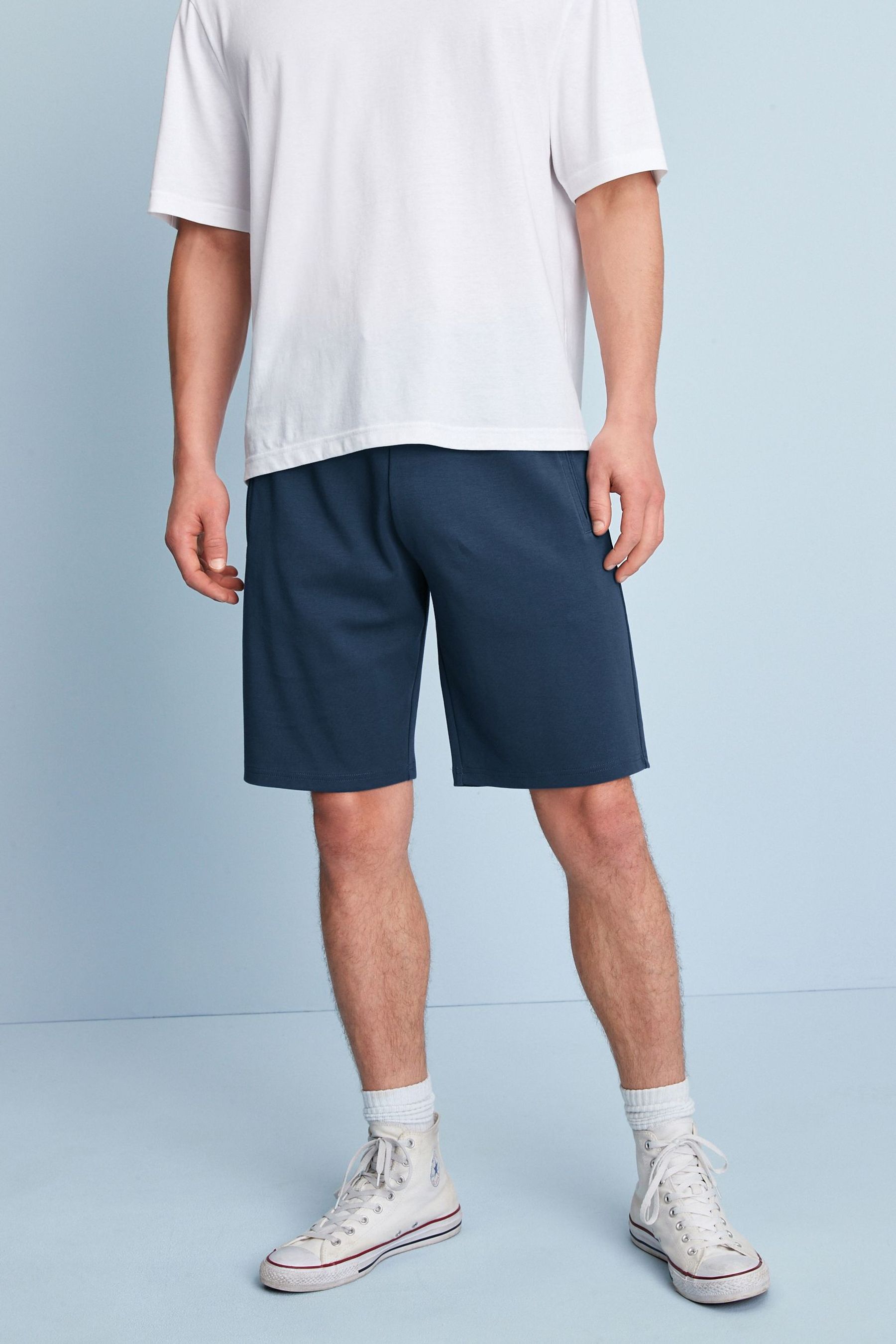 Zip Pocket Jersey Shorts Straight Fit