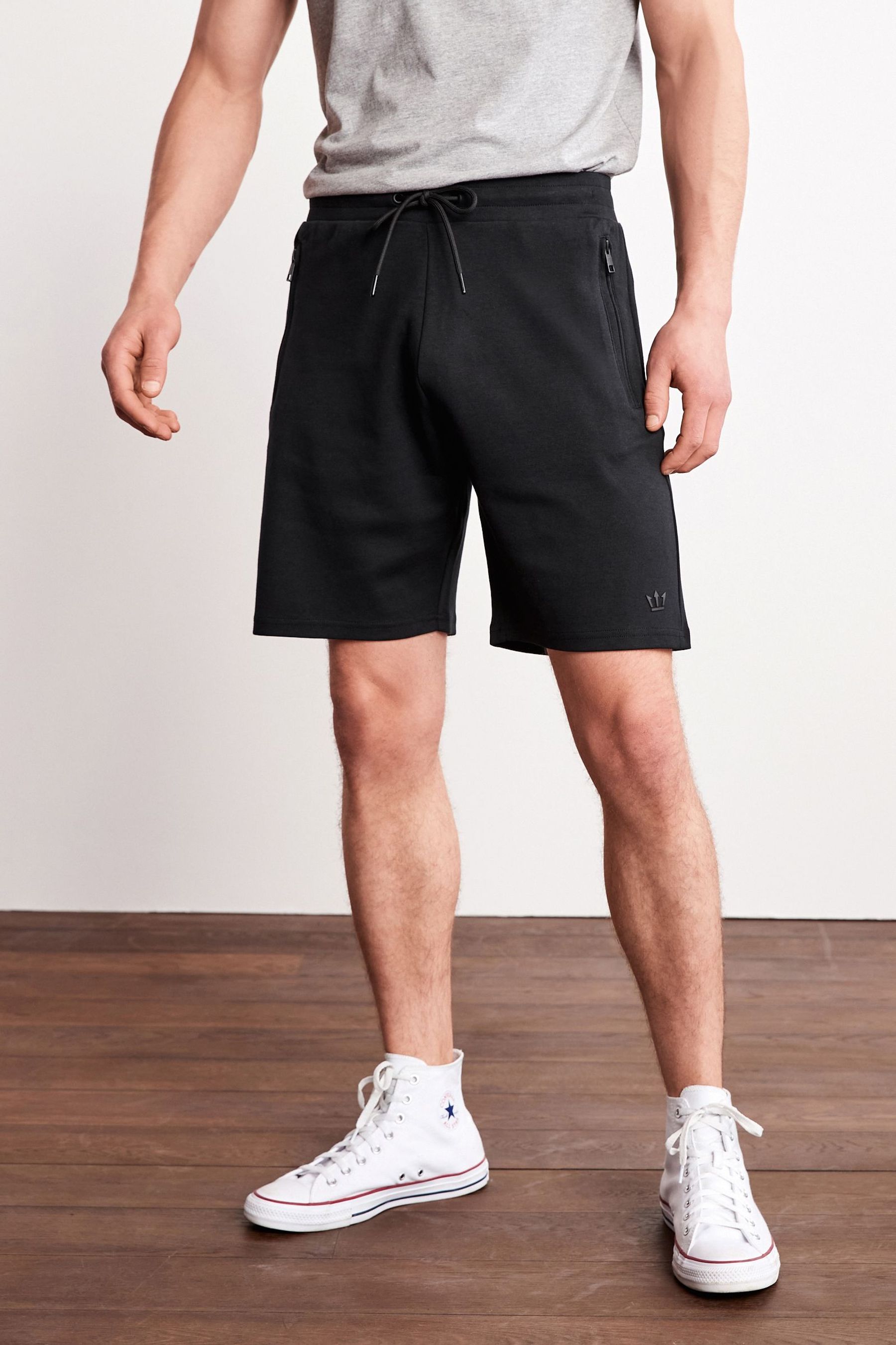 Zip Pocket Jersey Shorts Straight Fit