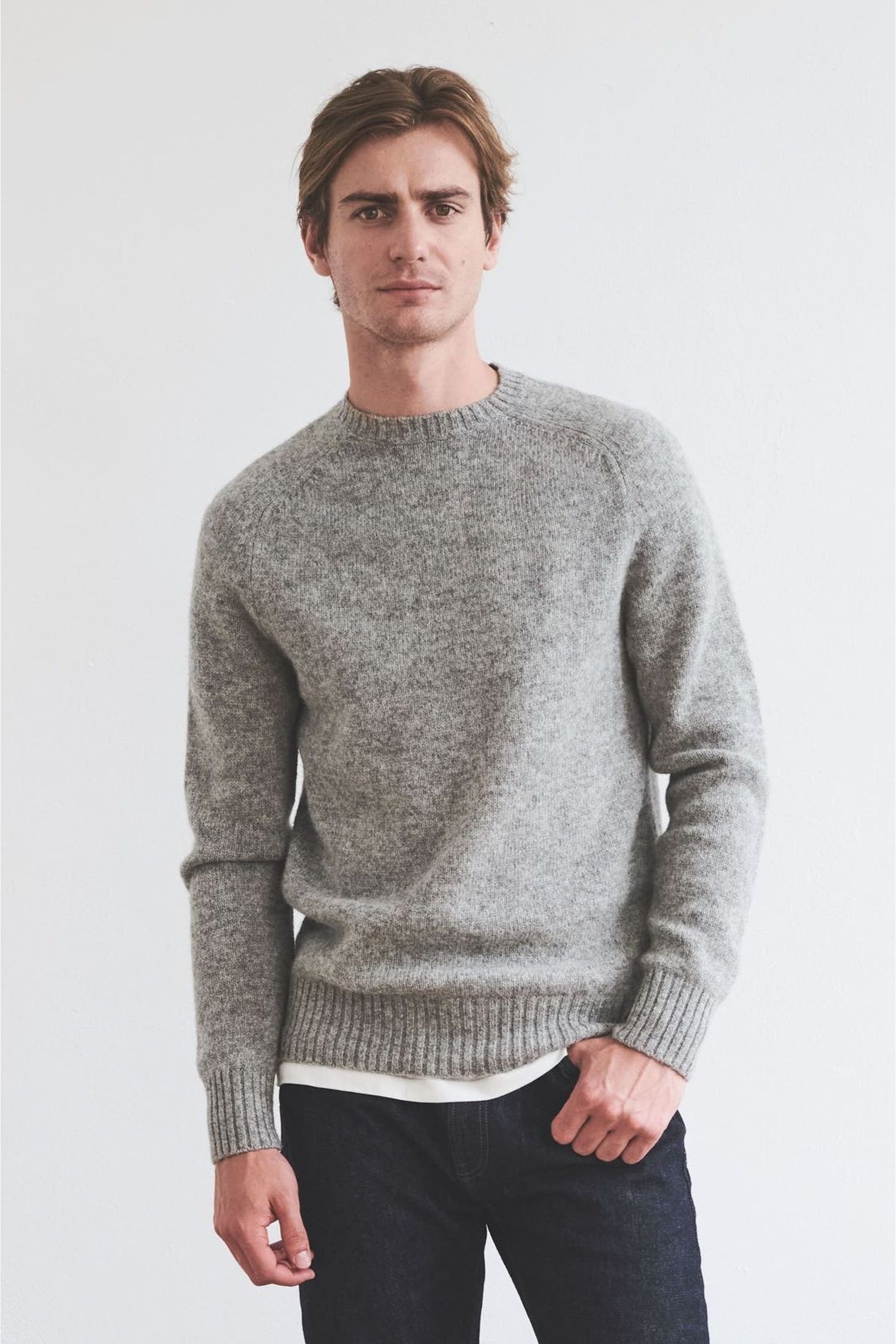 Aubin Brown Prestwick Shetland Crew Jumper