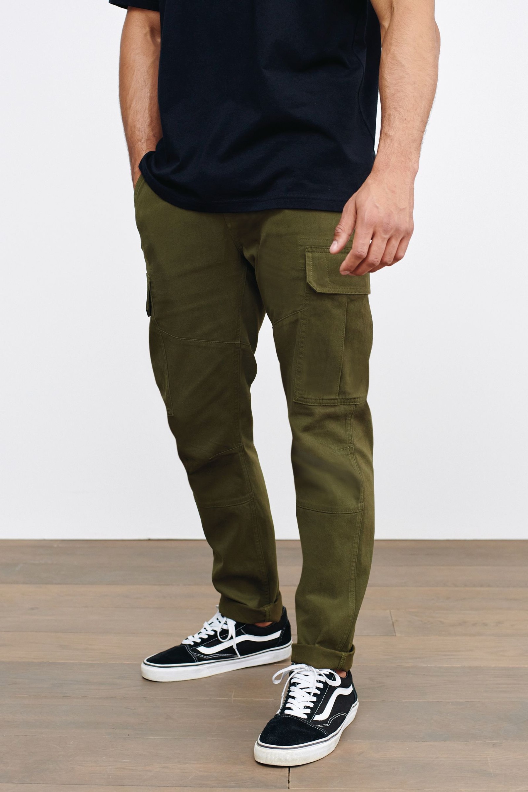 Cotton Stretch Cargo Trousers Slim Fit