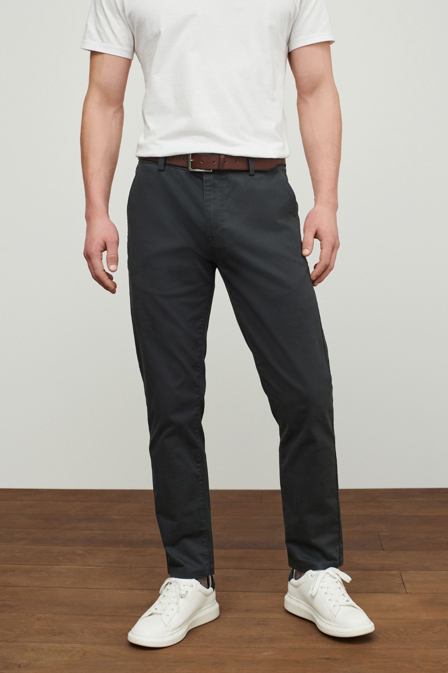 Belted Soft Touch Chino Trousers Slim Fit