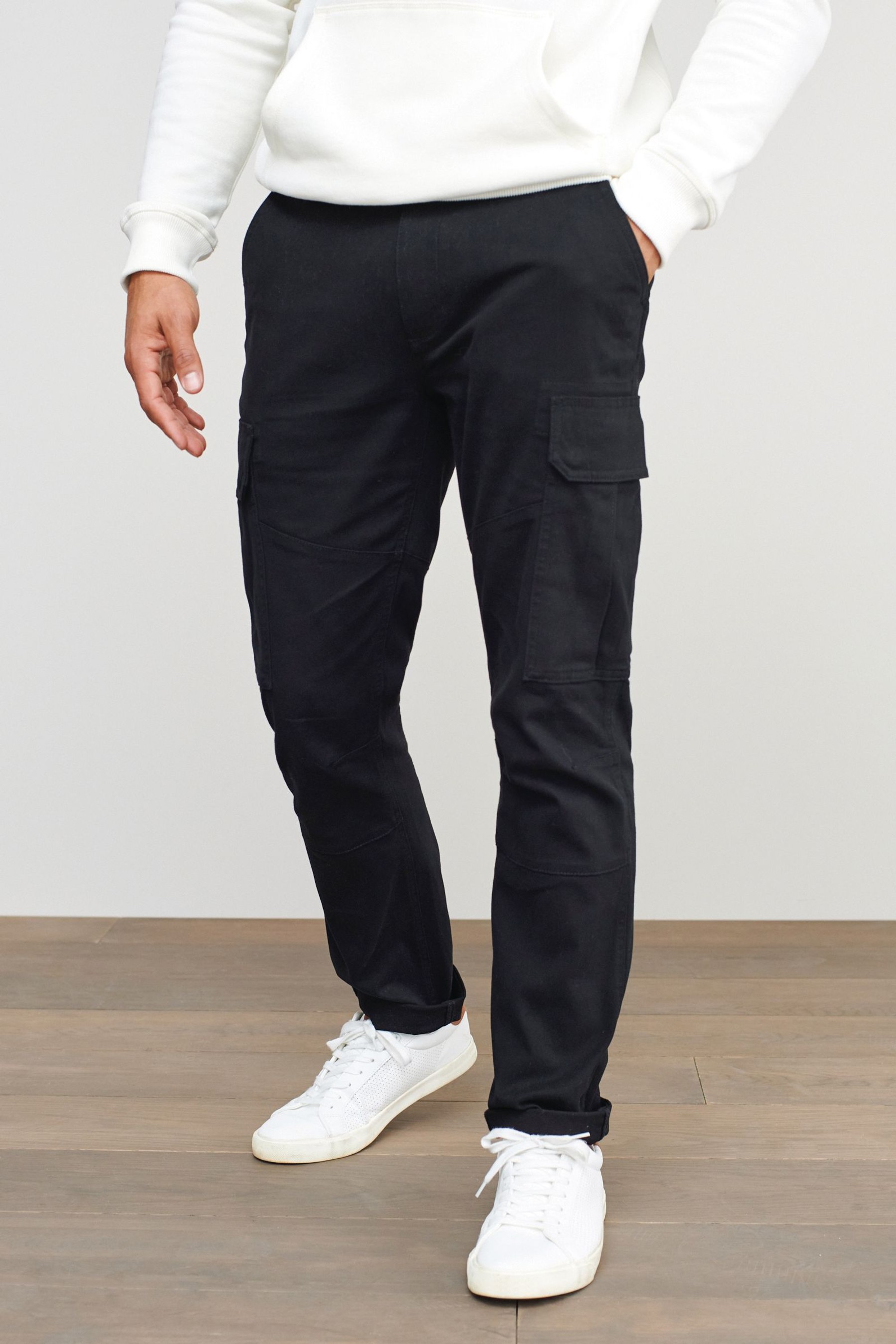 Cotton Stretch Cargo Trousers Straight Fit