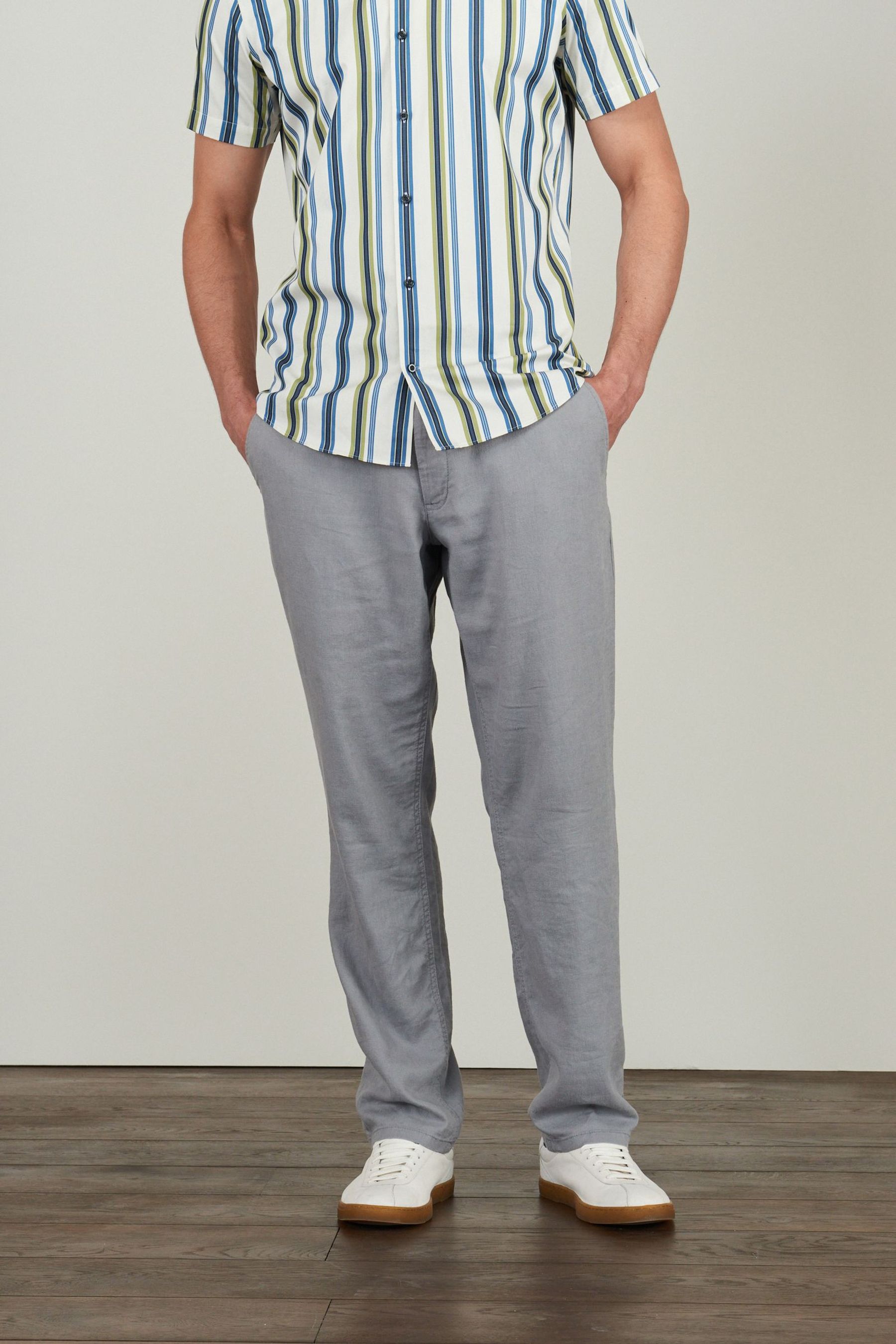 Drawstring Linen Blend Trousers