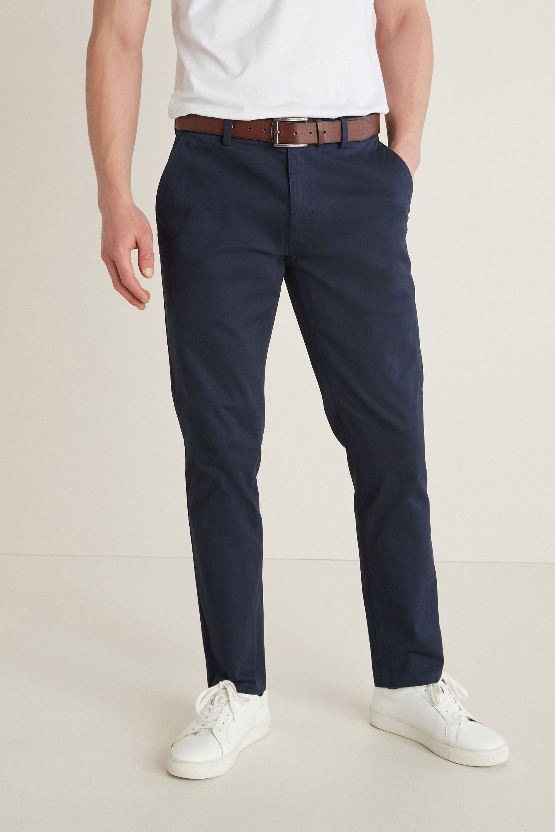 Belted Soft Touch Chino Trousers Slim Fit
