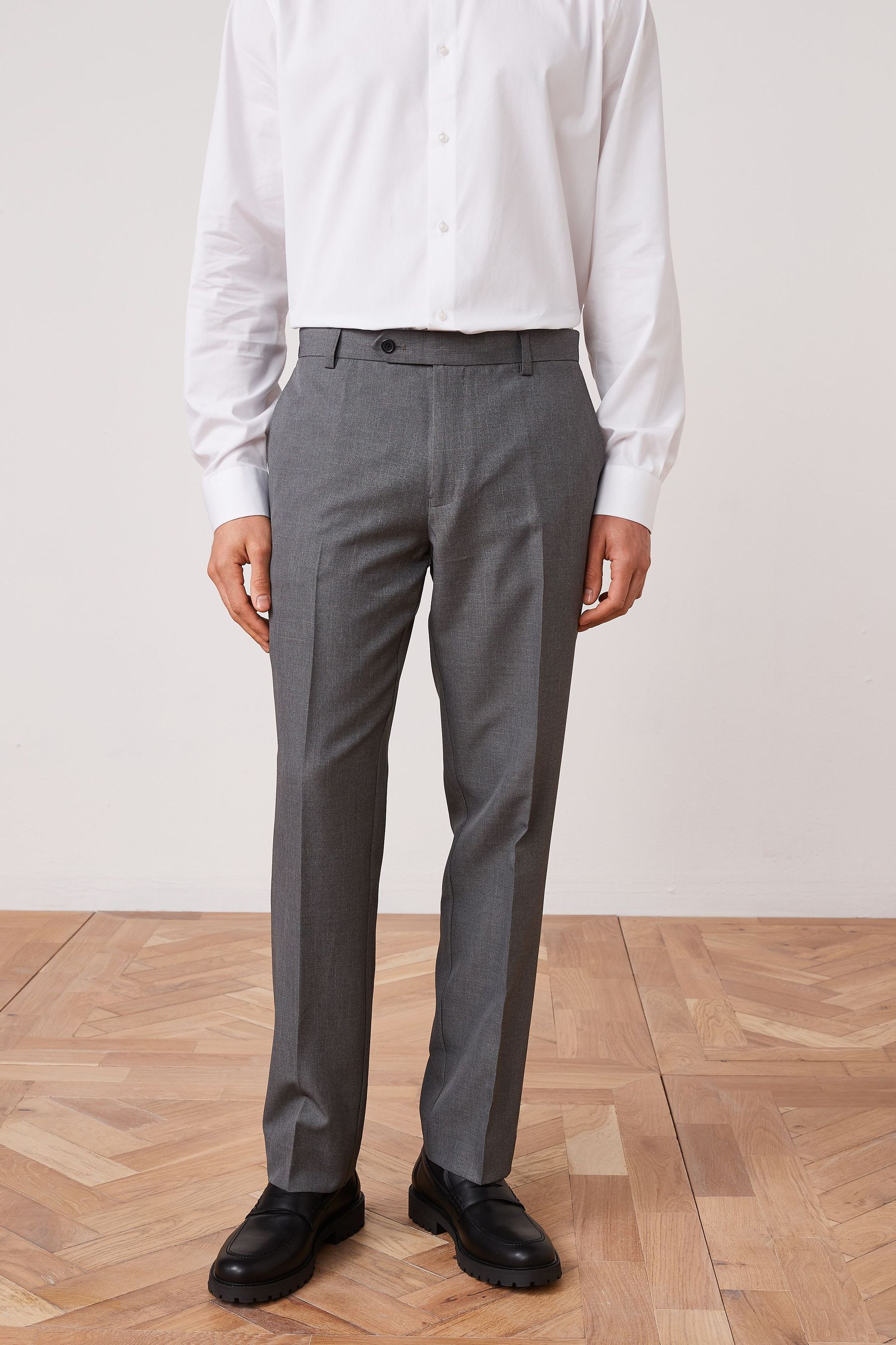 Machine Washable Plain Front Trousers Slim Fit