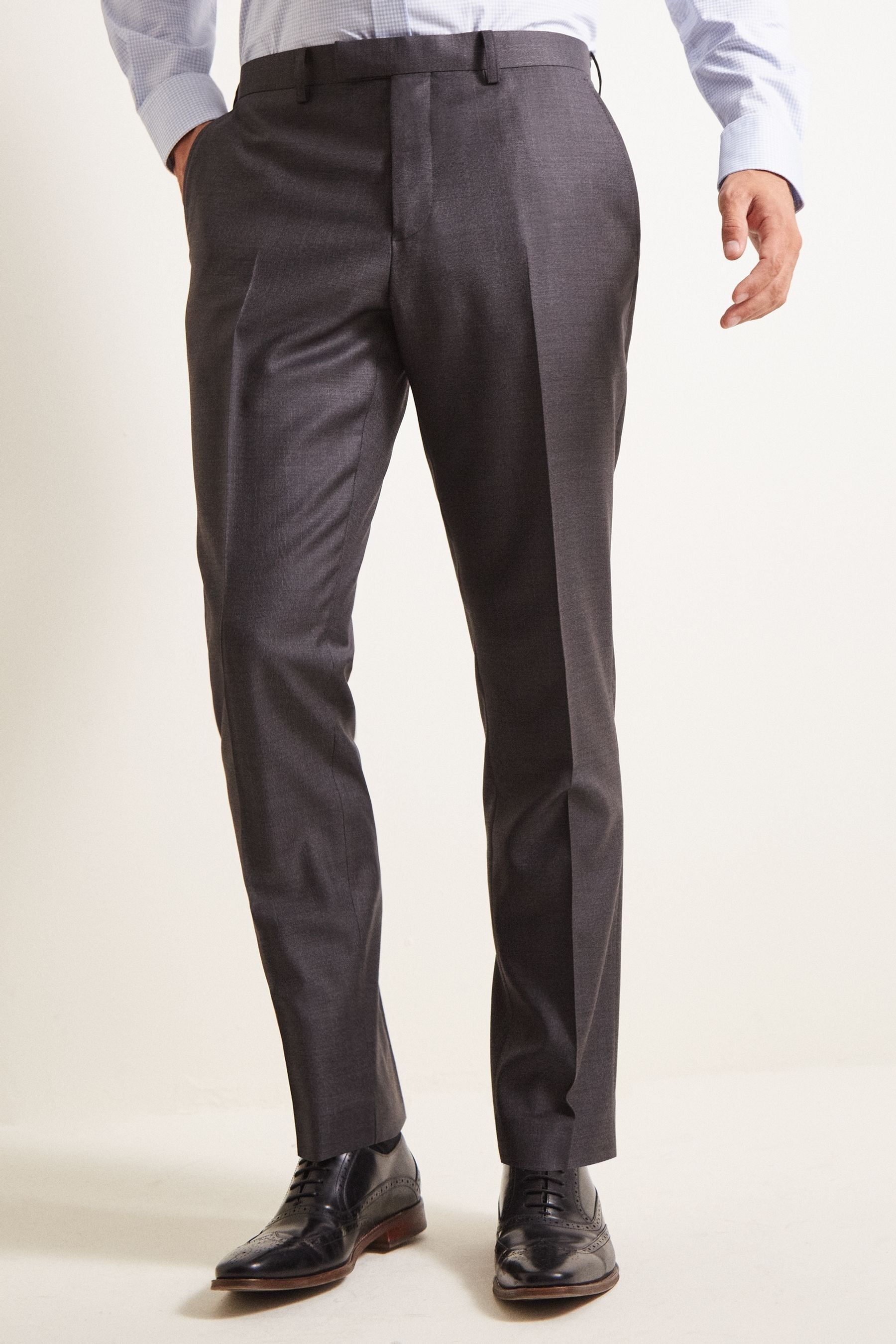 Moss x Cerutti Tailored Fit Charcoal Grey Texture Suit: Trousers