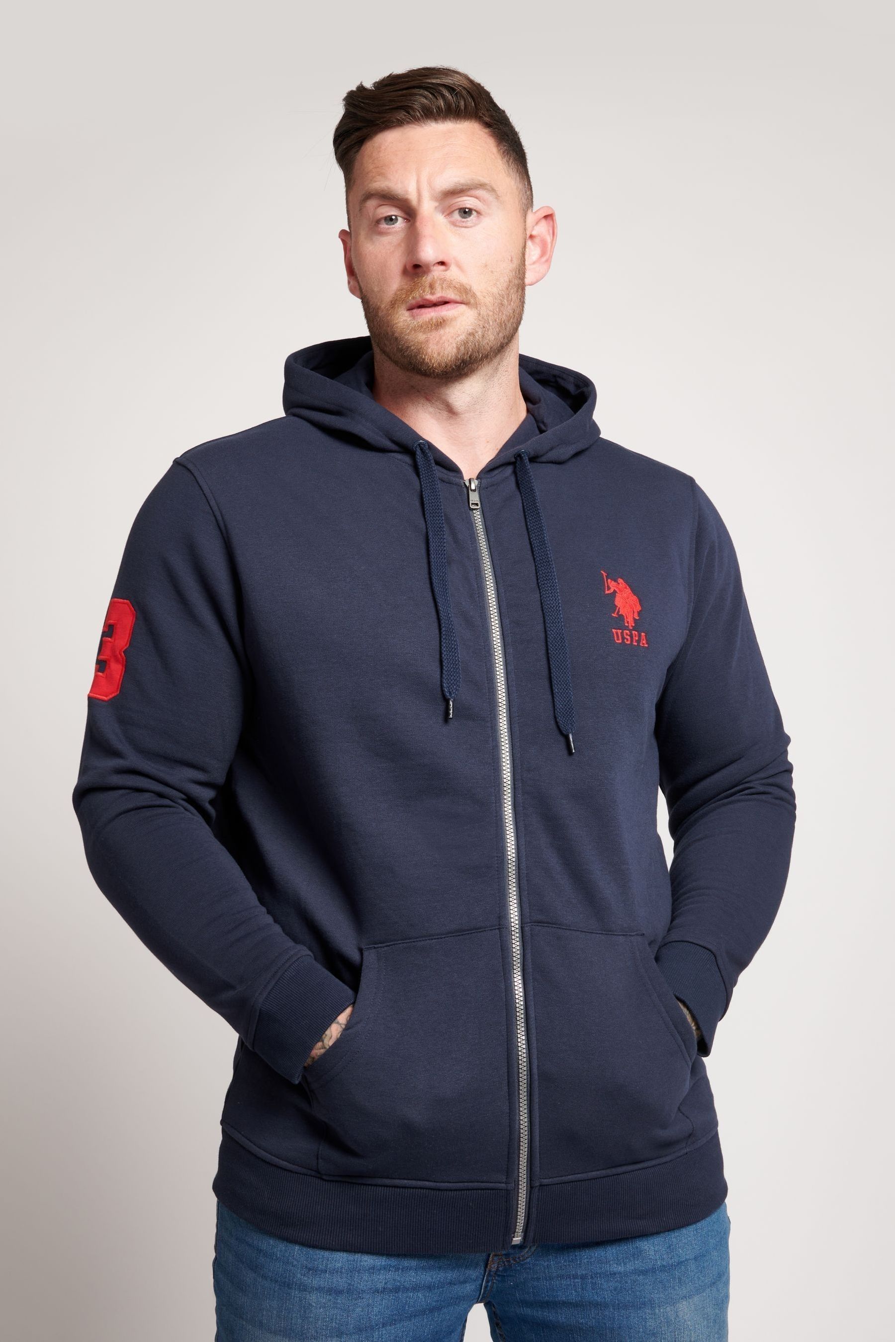 U.S. Polo Assn. Blue Player 3 Zip Through Hoodie