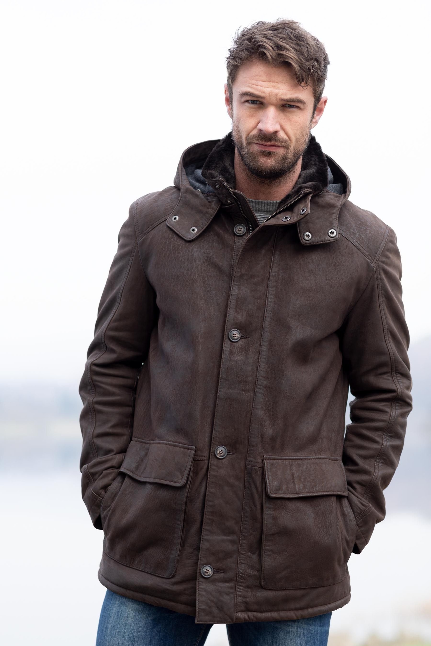 Lakeland Leather Stonethwaite Hooded Brown Leather Coat