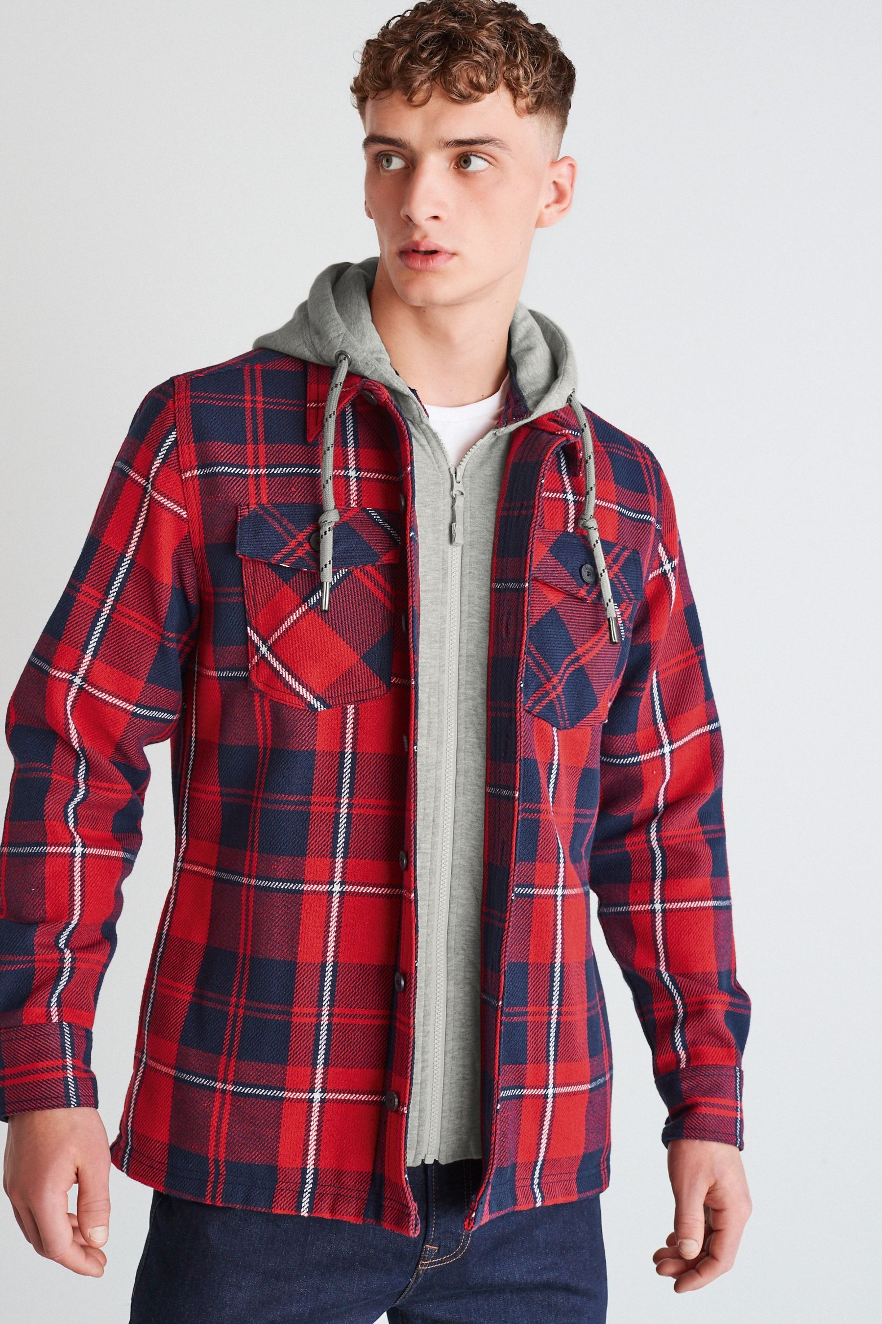 Hooded Check Shacket