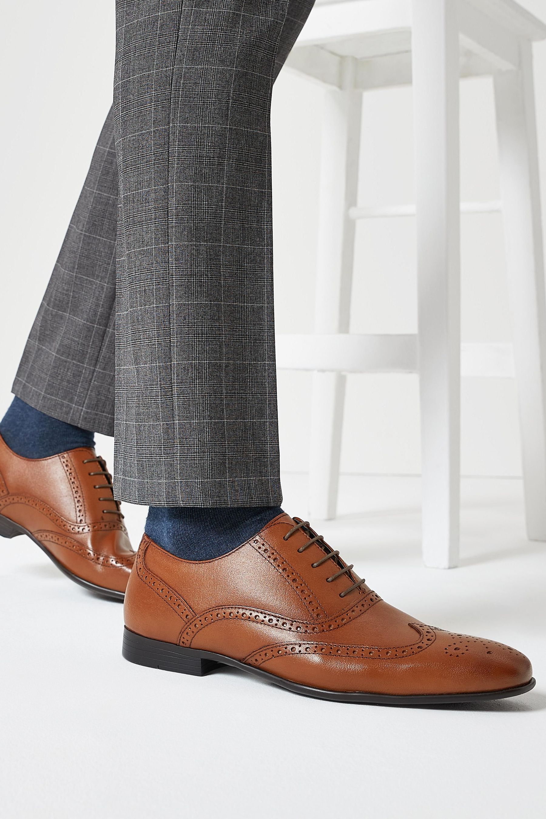 Leather Oxford Brogue Shoes Regular Fit