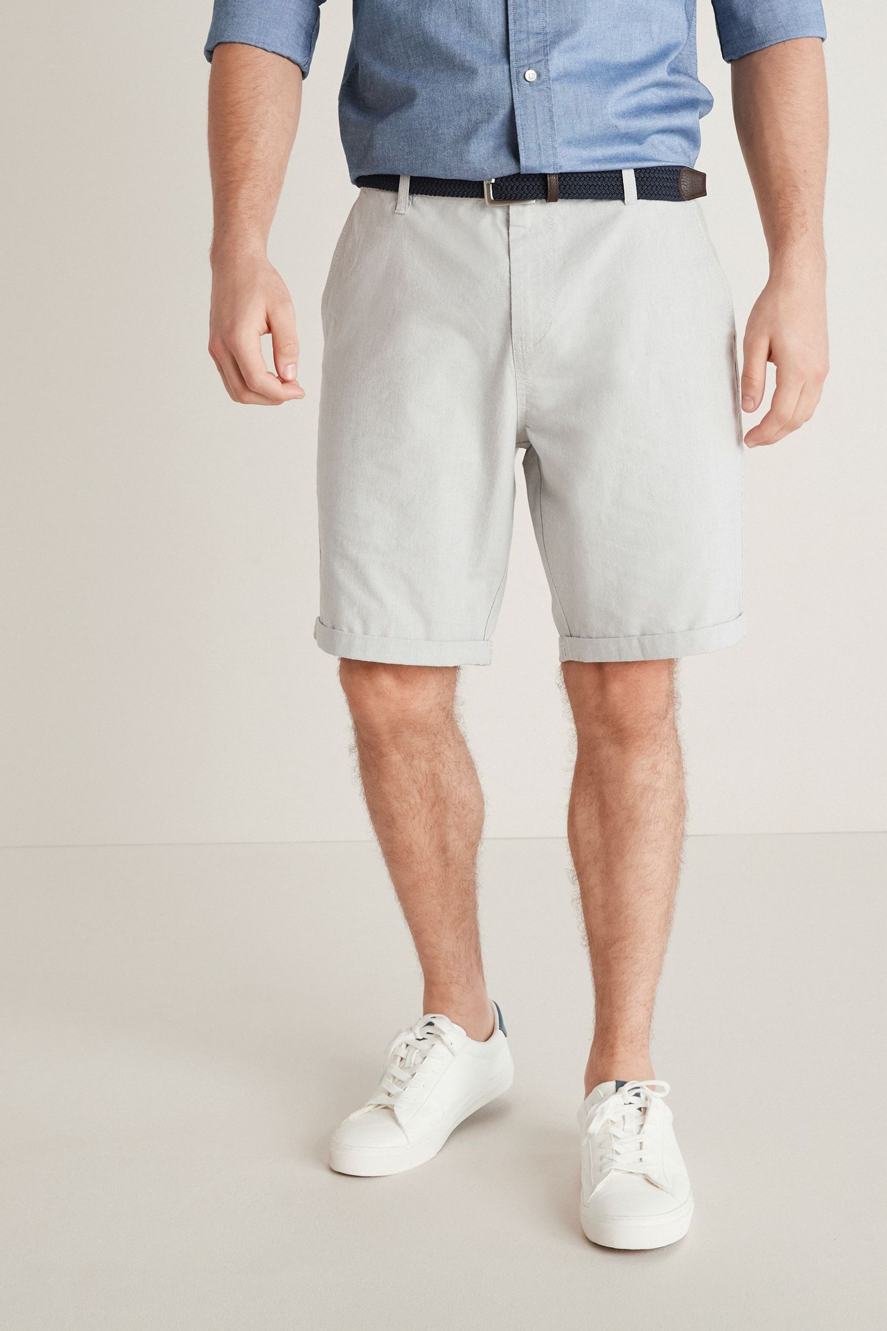 Belted Chino Shorts With Stretch