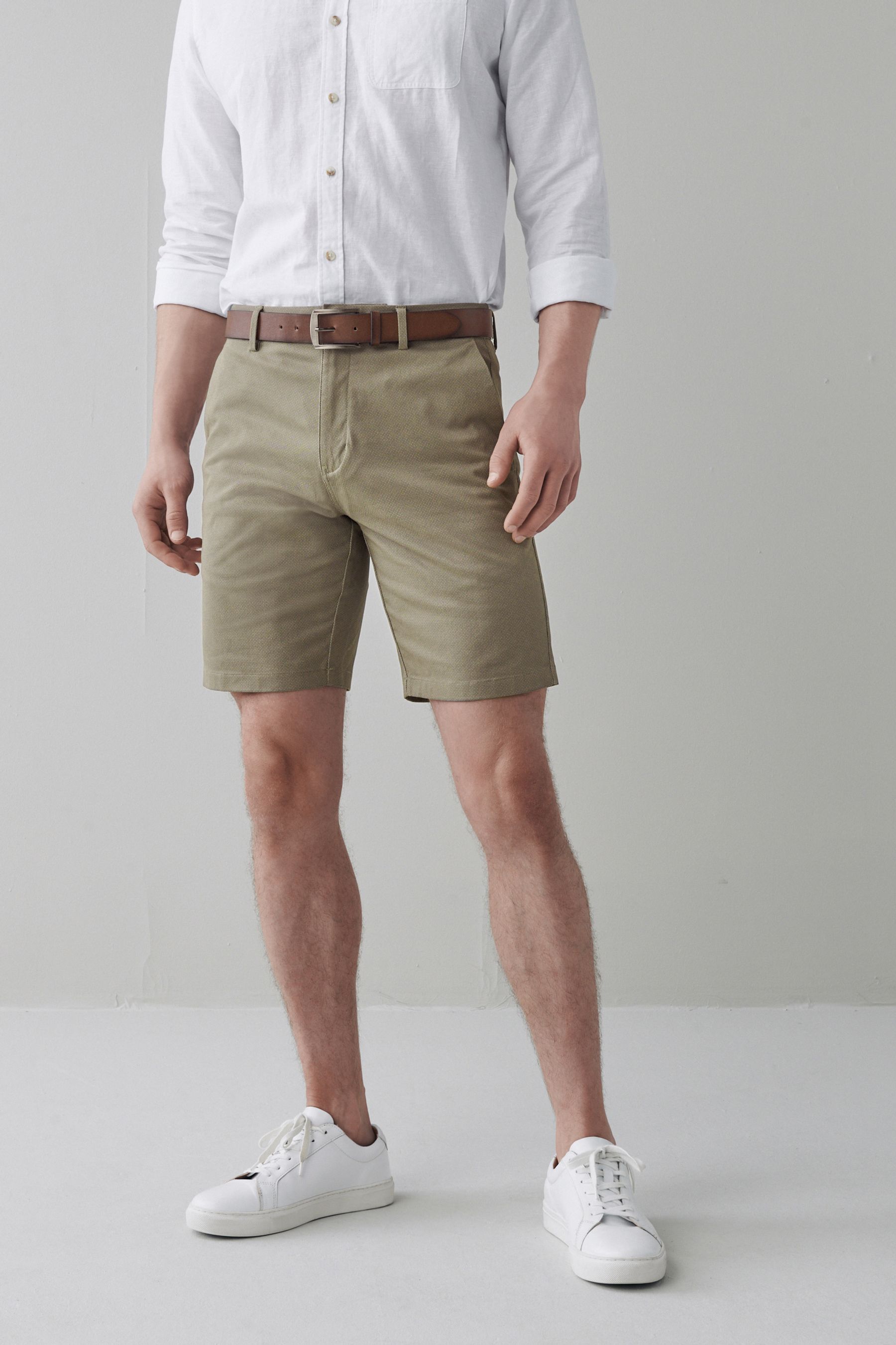 Belted Chino Shorts With Stretch