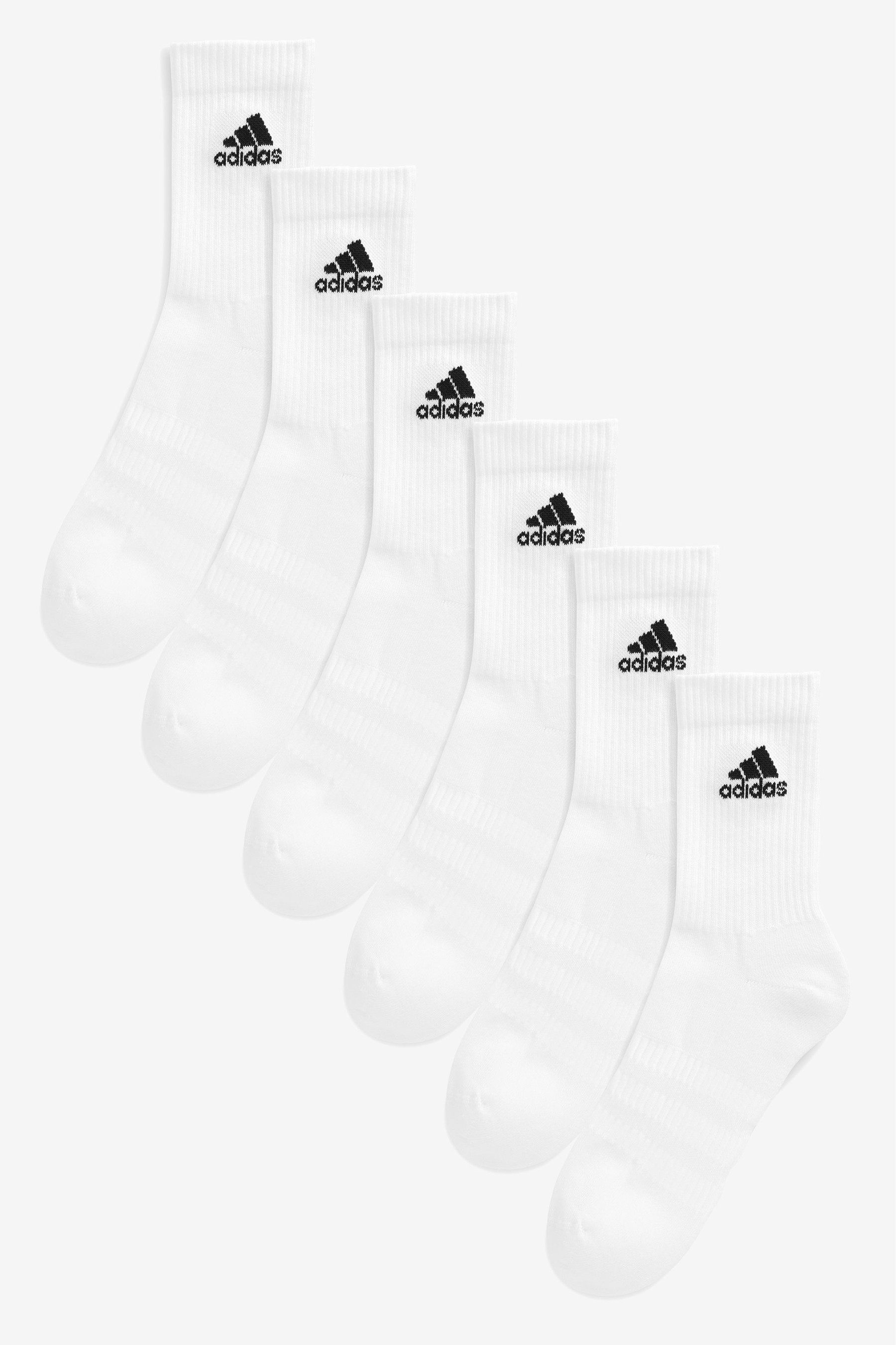 adidas Adult White Crew Socks Six Pack