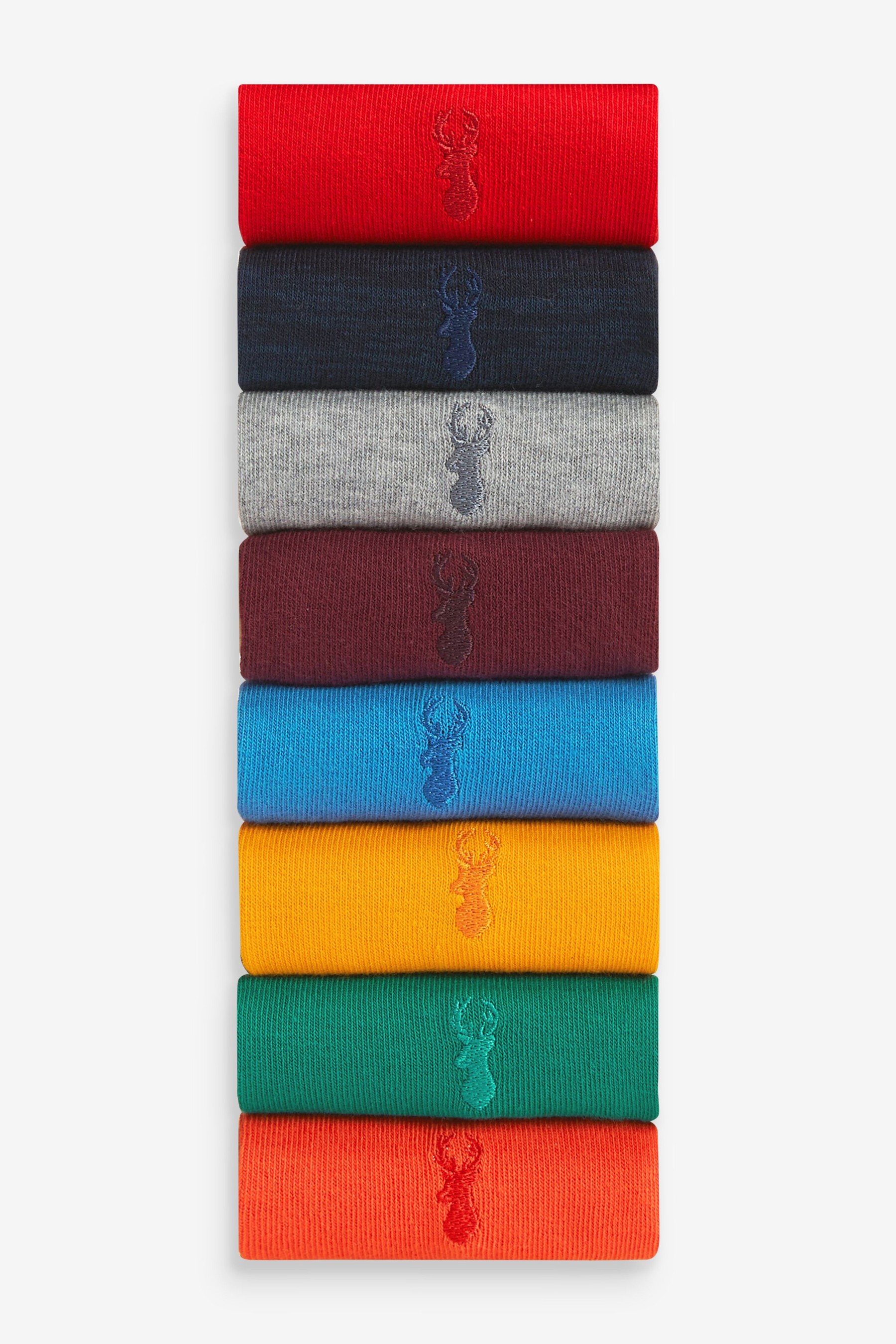 Embroidered Stag Socks 8 Pack