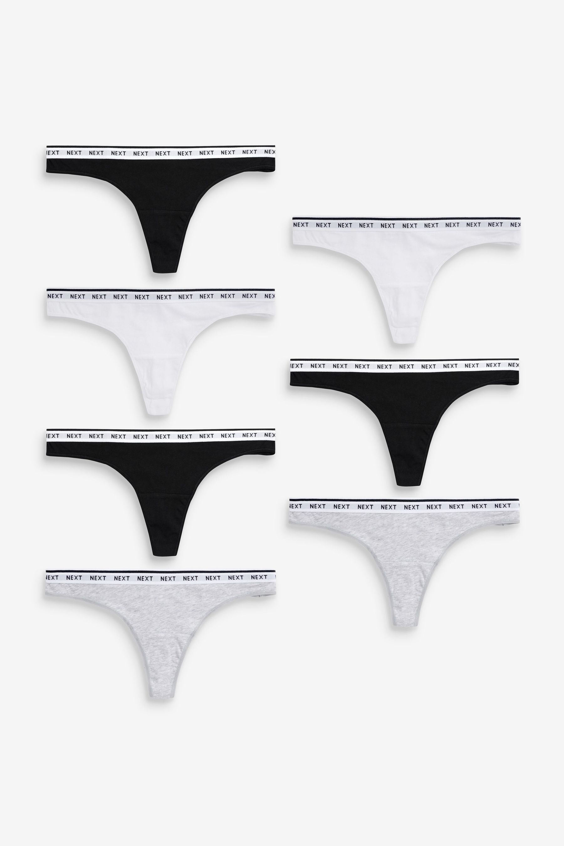 Cotton Rich Logo Knickers 7 Pack Thong