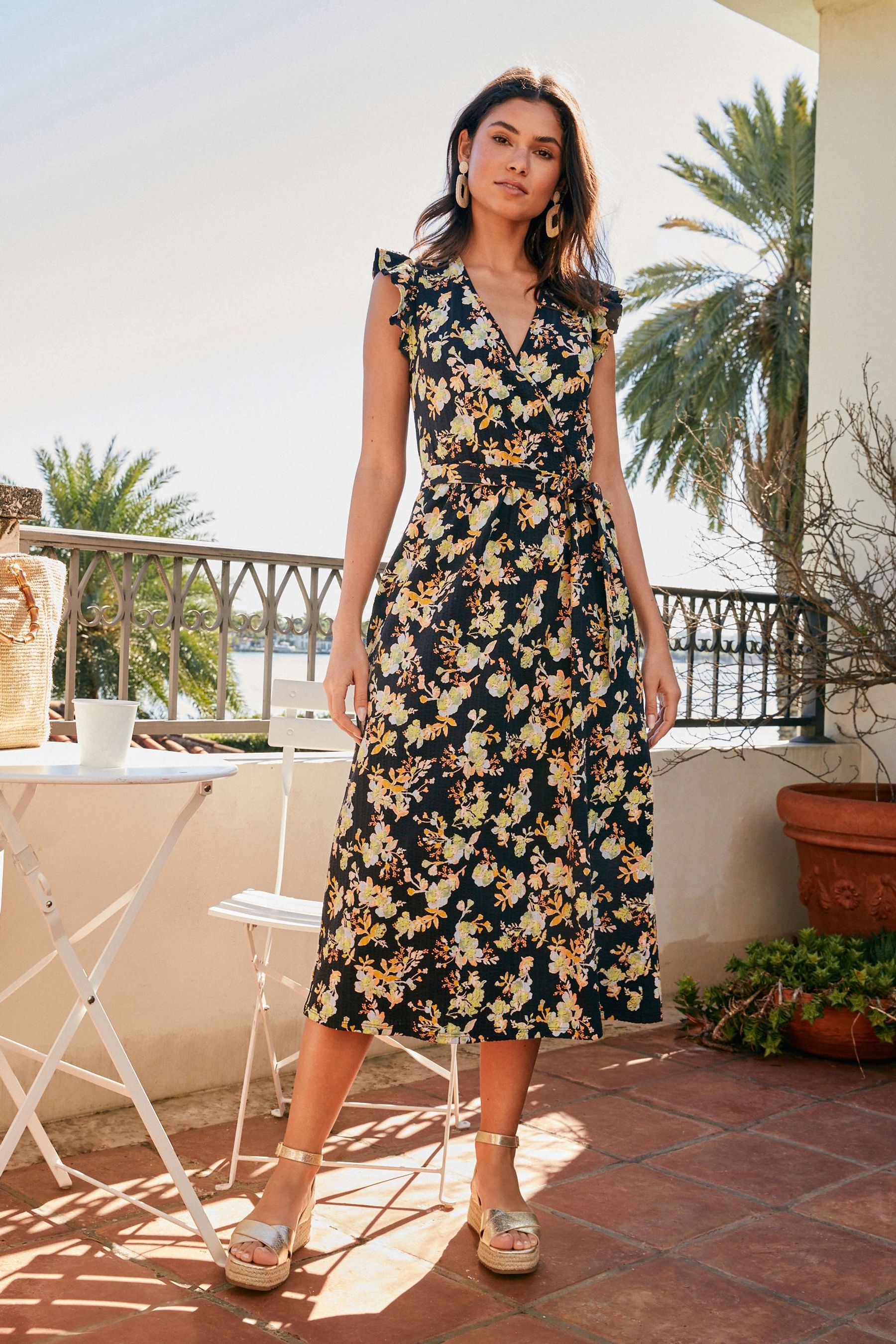 Jersey Wrap Midi Summer Dress